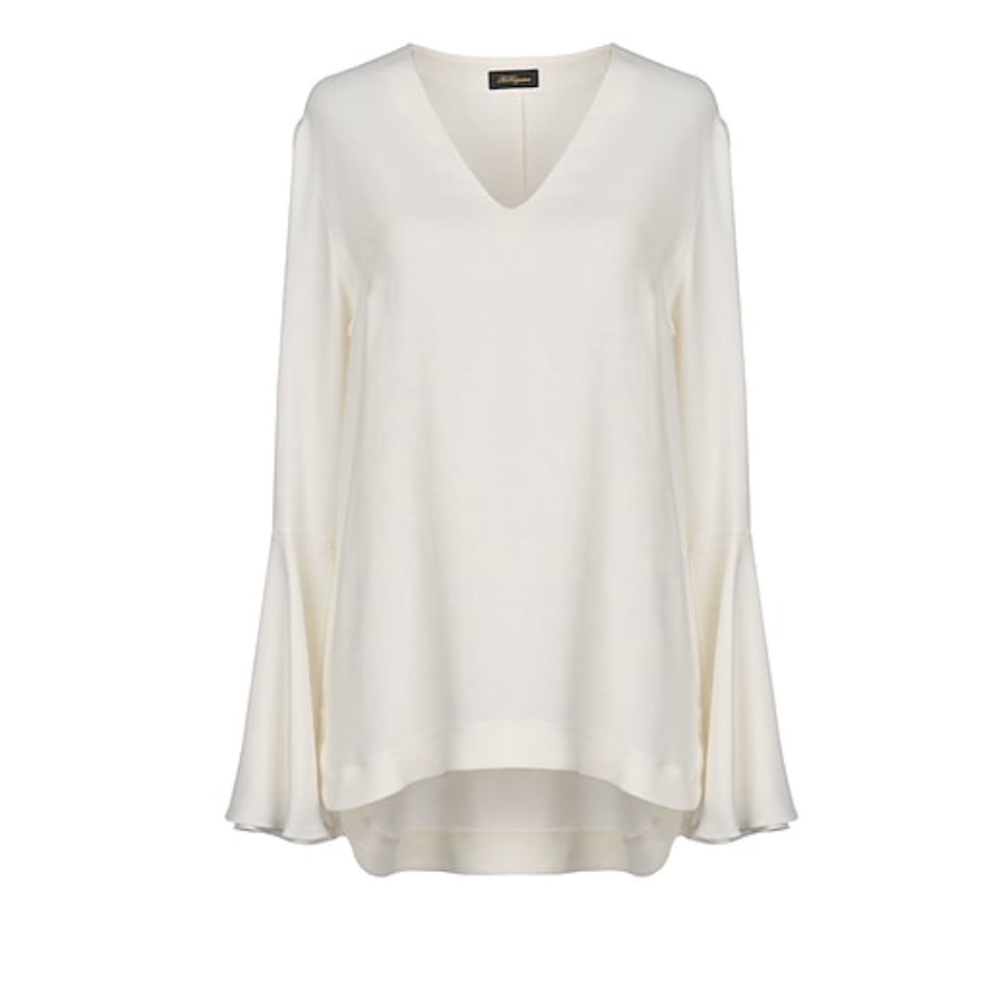 NWT Les Copains White Blouse with Trumpet Cuffs